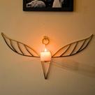 Porta-Vela de Parede Anjo Artesanal - Ferro Dourado, Design Exclusivo 60x28cm