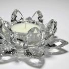 Porta Vela Flor de Lótus Cristal Brilhante Prateada T40 11cm - Castiçal