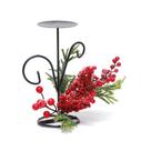 Porta Vela Folhas e Frutas 26cm - Arranjos Mesa - 1 Unidade
