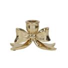 Porta Vela Laço Dourado Resina Enfeite Decoração de Mesa 15cm