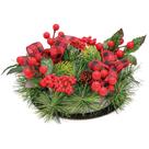 Porta vela natalino com laços xadrez vermelho 25 cm