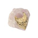 Porta Vela Quartzo Rosa com Banho Ouro