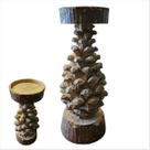 Porta Vela Rústico Pinha Marrom Enfeite Natal Resina 27CM