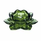 Porta Vela Verde Translúcido Luxuoso Flor Lótus 12cm