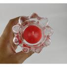 Porta Velas Cristal Rosa com Petalas