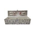 Porta Vinho Maleta Kit com 5 Peças Cor Bege com estampas