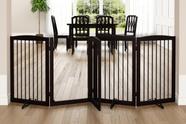 Portão Automático para Cães PUPETPO (80cm) - Marrom Escuro - Uso Interno