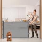 Portão de bebê retrátil Cidney, malha extra larga de 193 cm