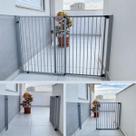 Portão de Segurança Alumínio para Crianças e PET Largura Regulável de 105 a 200cm e Altura de 85cm