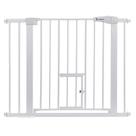 Portão de Segurança para Bebê COMOMY (75-103cm) - com Porta para Gatos - Metal Branco Portão de Segurança para Bebê COMOMY (75-103cm) - com Porta para Gatos - Metal Branco
