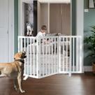Portão interno para cães ZJSF, madeira dobrável, 81 cm de altura, 3 painéis