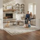 Portão para Bebê Mumeasy de Metal Branco com Fechamento Automático e Largura de 320 cm Portão para Bebê Mumeasy de Metal Branco com Fechamento Automático e Largura de 320 cm