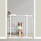 Portão para bebês e cães Thasamm 86-98 cm com fechamento automático de metal branco