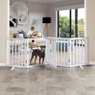 Portão para Cachorro Dobrável SFJC - 24" de Altura - com Porta - Branco