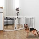 Portão para Cachorro ZJSF - Dobrável, Freestanding, Extra Largo e de Madeira Branca