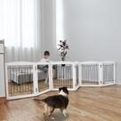 Portão para Cachorro ZJSF - Dobrável, Freestanding, Madeira, Extra Largo e Branco