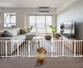 Portão para Cães Dobrável de Metal BFNN 42cm de Altura 2,4m de Largura Branco Portão para Cães Dobrável de Metal BFNN 42cm de Altura 2,4m de Largura Branco