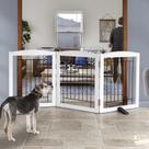 Portão para cães ZJSF autônomo dobrável de madeira 61 x 61 x 61 cm
