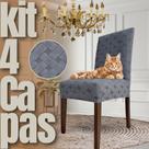 Portuguesa - Kit 4 Capas de Cadeira Linha Gold Anti Gato - Cinza