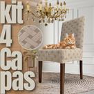 Portuguesa - Kit 4 Capas de Cadeira Linha Gold Anti Gato - Greige