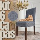 Portuguesa - Kit 6 Capas de Cadeira Linha Gold Anti Gato - Cinza