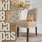 Portuguesa - Kit 8 Capas de Cadeira Linha Gold Anti Gato - Greige
