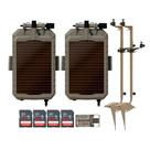 Poste Ajustável Multi-Pivô Stealth Cam para Câmera de Trilha e Bateria (Kit com 2 Unidades) com Painel Solar de Lítio (2 Unidades), Cartão de Memória de 32GB (4 Unidades) e Leitor de Cartão SD USB 2.0 (9 Itens)