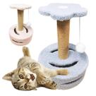 Poste Arranhador para Gatos Brinquedo Duplo Divertido Sisal MDF Poste Arranhador para Gatos Brinquedo Duplo Divertido Sisal MDF