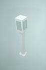 Poste Balizador de Jardim 4 Vidros Retangular 30cm em Alumínio Branco
