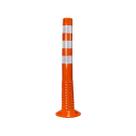 Poste Balizador Flexível 77 cm Faixas Refletivas Garagem Estacionamento Sinalização Laranja e Branco