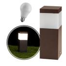 Poste Balizador Marrom 20cm Jardim Alumínio + LED Branco Frio ST2791