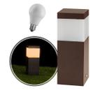 Poste Balizador Marrom 20cm Jardim Alumínio + LED Branco Quente ST2791