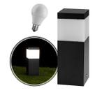 Poste Balizador Preto 20cm Jardim Alumínio + LED Branco Frio ST2791