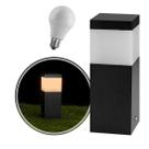 Poste Balizador Preto 20cm Jardim Alumínio + LED Branco Quente ST2791