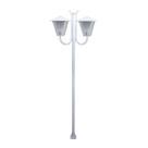 Poste Braço Curvo Luminária Romana Dupla Jardim Branco 300cm