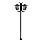 Poste Braço Curvo Luminária Romana Dupla Jardim Preto 200cm