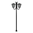 Poste Braço Curvo Luminária Romana Dupla Jardim Preto 300cm