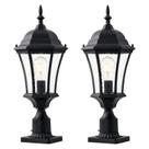 Poste de iluminação externa GOALPLUS 62 cm em alumínio preto, pacote com 2 unidades