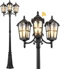 Poste de iluminação externo VIANIS de 3 cabeças em alumínio impermeável preto Poste de iluminação externo VIANIS de 3 cabeças em alumínio impermeável preto