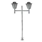 Poste de Jardim Colonial Quadrado Duplo 2,0m P3/2 em Aço Prata Velha