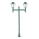 Poste de Jardim Colonial Quadrado Duplo 2,0m P3/2 em Aço Verde