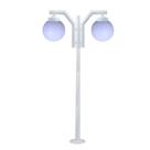 Poste de Jardim com Globo de Polietileno Leitoso Duplo 2,16m P23/2 em Aço Branco