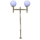 Poste de Jardim com Globo de Polietileno Leitoso Duplo P20/2 em Aço Ouro Velho