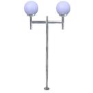 Poste de Jardim com Globo de Polietileno Leitoso Duplo P20/2 em Aço Prata Velha