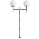 Poste de Jardim com Globo de Vidro Leitoso 15x28 Duplo P20/2 em Aço Prata Velha