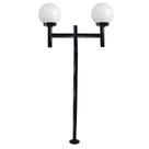 Poste de Jardim com Globo de Vidro Leitoso 15x28 Duplo P20/2 em Aço Preto