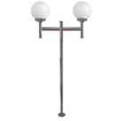 Poste de Jardim com Globo de Vidro Leitoso 15x30 Duplo P20/2 em Aço Marrom