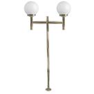 Poste de Jardim com Globo de Vidro Leitoso 15x30 Duplo P20/2 em Aço Ouro Velho