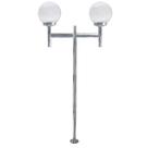 Poste de Jardim com Globo de Vidro Transparente 15x28 Duplo P20/2 em Aço Prata Velha