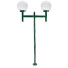 Poste de Jardim com Globo de Vidro Transparente 15x28 Duplo P20/2 em Aço Verde